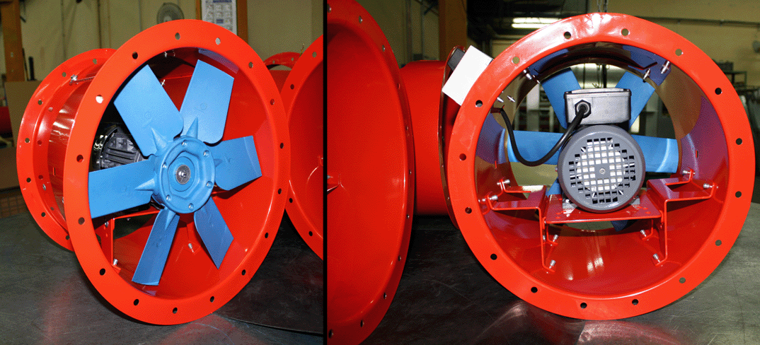 Axial fan by Casals with red epoxy finishing coat